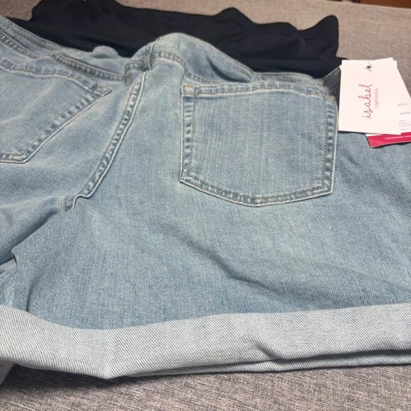Over Belly High-Rise Maternity Jean Shorts, Size 14 - Picture 3 of 9